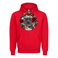 Red pitbull and buffalo plaid Zipper Hoodie - RanaPortraitStore