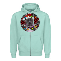 Seafoam pitbull and buffalo plaid Zipper Hoodie - RanaPortraitStore