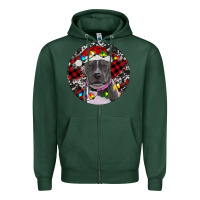 Sports Green pitbull and buffalo plaid Zipper Hoodie - RanaPortraitStore