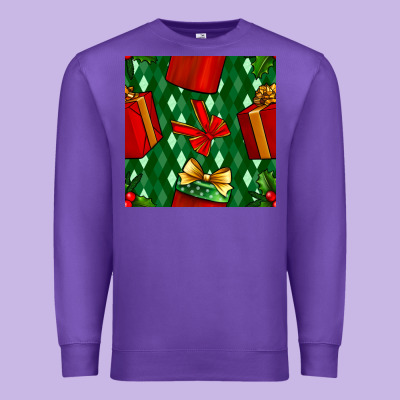 Christmas Surprise Gift Box Seamless Pattern Premium Sweatshirt Designed By Bundleandbundleshop