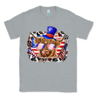 Heather Grey 4th of july cow Classic Tee - texasbilliewilder