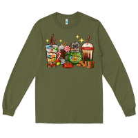 Army Green Christmas coffee cups with Pug Long Sleeve Tee - RanaPortraitStore