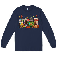 Navy Christmas coffee cups with Pug Long Sleeve Tee - RanaPortraitStore