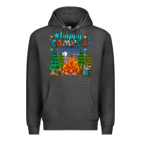 Charcoal Heather happy camper Premium Hoodie - MaliasSmallBusiness