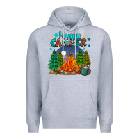 Heather Grey happy camper Premium Hoodie - MaliasSmallBusiness