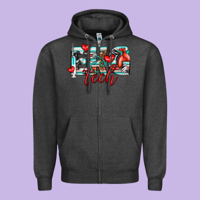 Ekg Tech Zipper Hoodie Designed By Texasbilliewilder