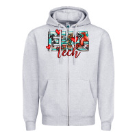 Heather Grey ekg tech Zipper Hoodie - texasbilliewilder