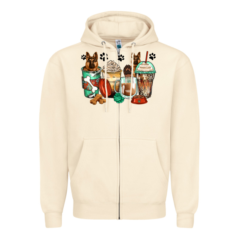 German Shepherds Coffee Cups Zipper Hoodie by Zillion Design Studio | Teevron