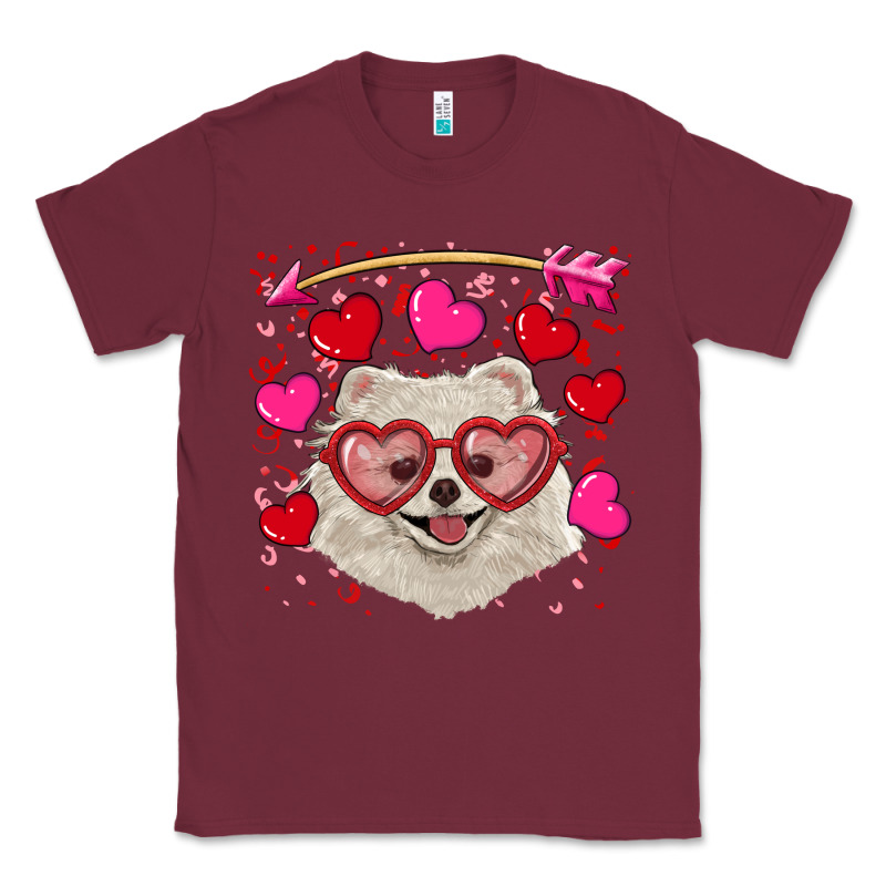 Valentine's Day White Pomeranian Classic Tee by RanaPortraitStore | Teevron