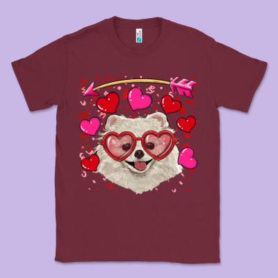 Classic Tee valentine's day white pomeranian