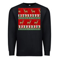 Black christmas deer and ornaments seamless pattern Premium Sweatshirt - BundleAndBundleShop