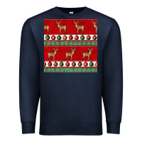 Navy christmas deer and ornaments seamless pattern Premium Sweatshirt - BundleAndBundleShop