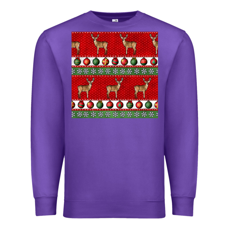 Christmas Deer And Ornaments Seamless Pattern Premium Sweatshirt by BundleAndBundleShop | Teevron