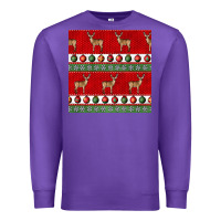 Purple christmas deer and ornaments seamless pattern Premium Sweatshirt - BundleAndBundleShop
