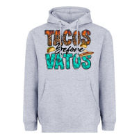Heather Grey tacos before vatos Heavyweight Hoodie - RacoonDesign