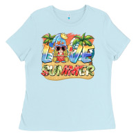 Baby Blue love summer gnomes  Background Ladies Tee - BarkalooDesign