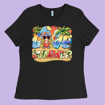Love Summer Gnomes  Background Ladies Tee Designed By Barkaloodesign