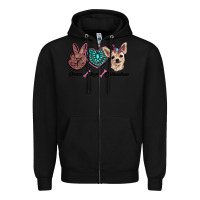 Black peace love chihuahua Zipper Hoodie - RanaPortraitStore