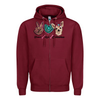 Burgundy peace love chihuahua Zipper Hoodie - RanaPortraitStore