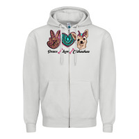 Dove Grey peace love chihuahua Zipper Hoodie - RanaPortraitStore