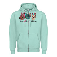 Seafoam peace love chihuahua Zipper Hoodie - RanaPortraitStore