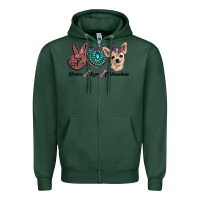 Sports Green peace love chihuahua Zipper Hoodie - RanaPortraitStore