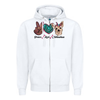 White peace love chihuahua Zipper Hoodie - RanaPortraitStore