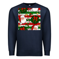 Navy christmas  santa clause and ornaments seamless  pattern Premium Sweatshirt - BundleAndBundleShop