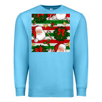 Ocean Blue christmas  santa clause and ornaments seamless  pattern Premium Sweatshirt - BundleAndBundleShop