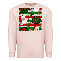 Pale Pink christmas  santa clause and ornaments seamless  pattern Premium Sweatshirt - BundleAndBundleShop