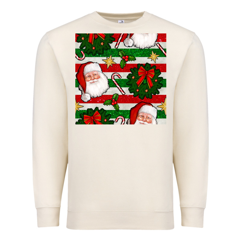 Christmas  Santa Clause And Ornaments Seamless  Pattern Premium Sweatshirt by BundleAndBundleShop | Teevron