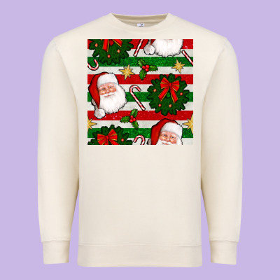 Christmas  Santa Clause And Ornaments Seamless  Pattern Premium Sweatshirt Designed By Bundleandbundleshop