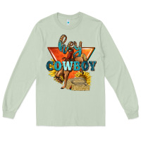 Matcha hey cowboy with sunflowers Long Sleeve Tee - texasbilliewilder