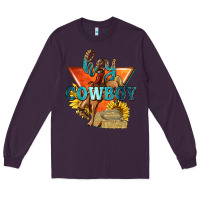 Plum hey cowboy with sunflowers Long Sleeve Tee - texasbilliewilder