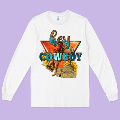 Long Sleeve Tee hey cowboy with sunflowers