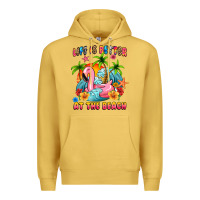 Antique Gold life is better at the beach Premium Hoodie - MaliasSmallBusiness