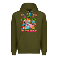Army Green life is better at the beach Premium Hoodie - MaliasSmallBusiness