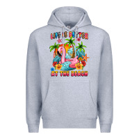 Heather Grey life is better at the beach Premium Hoodie - MaliasSmallBusiness