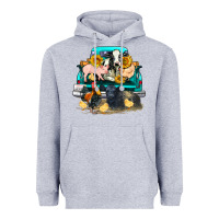Heather Grey farm truck farm animals Heavyweight Hoodie - FaDigitalArtStudio