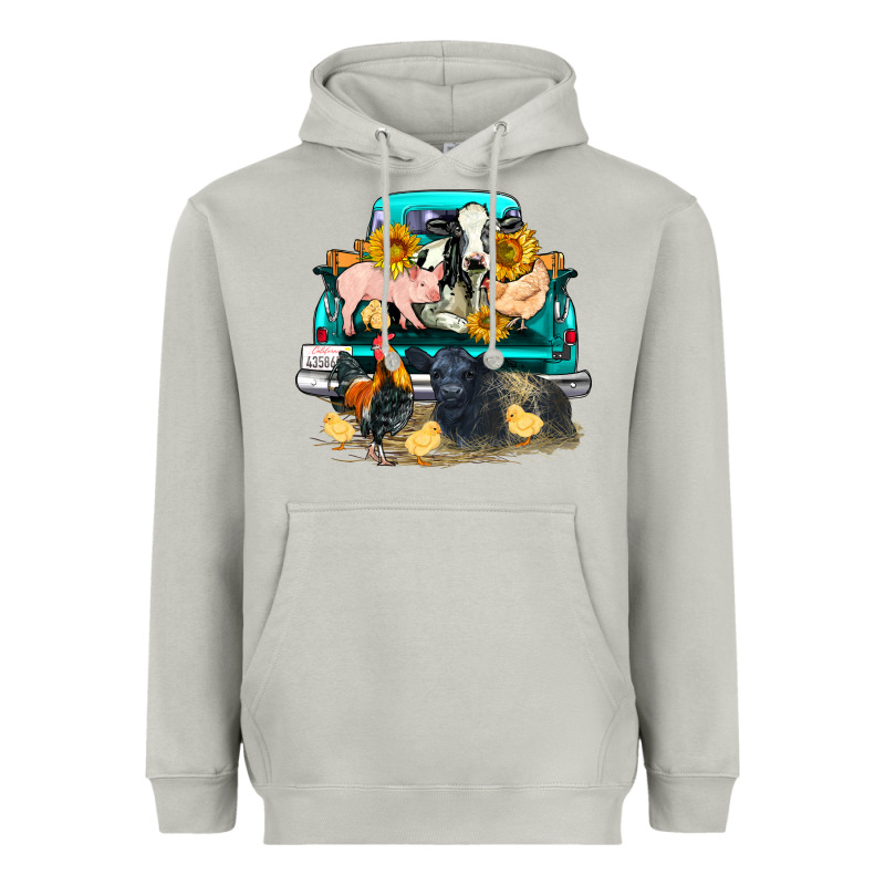 Farm Truck Farm Animals Heavyweight Hoodie by FaDigitalArtStudio | Teevron