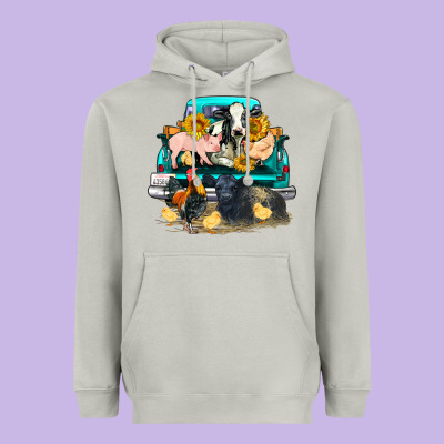 Farm Truck Farm Animals Heavyweight Hoodie Designed By Fadigitalartstudio