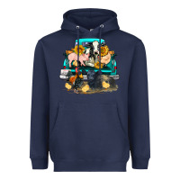 Navy farm truck farm animals Heavyweight Hoodie - FaDigitalArtStudio
