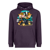 Plum farm truck farm animals Heavyweight Hoodie - FaDigitalArtStudio