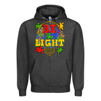 Charcoal Heather be the light Zipper Hoodie - Zillion Design Studio