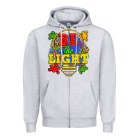 Heather Grey be the light Zipper Hoodie - Zillion Design Studio