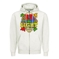 Oatmeal Heather be the light Zipper Hoodie - Zillion Design Studio
