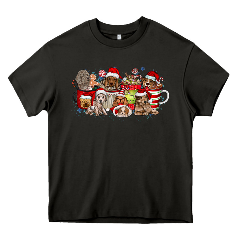 Christmas Dog Coffee Heavy Core Tee by CowhideDigitalArt | Teevron