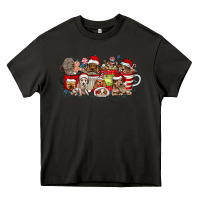 Asphalt Christmas Dog Coffee Heavy Core Tee - CowhideDigitalArt