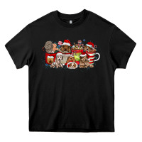 Black Christmas Dog Coffee Heavy Core Tee - CowhideDigitalArt