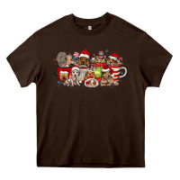 Chocolate Brown Christmas Dog Coffee Heavy Core Tee - CowhideDigitalArt